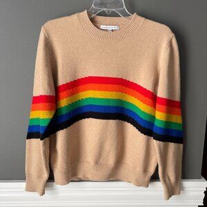 Young Fabulous & Broke Rainbow Crewneck Tan Sweater Size S/M